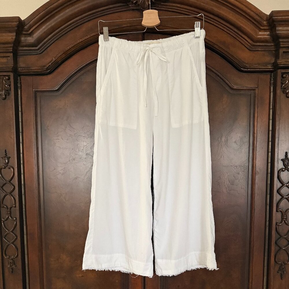 Anthropologie - Cloth & Stone White Cropped Wide Leg Tencel Trousers - Small
